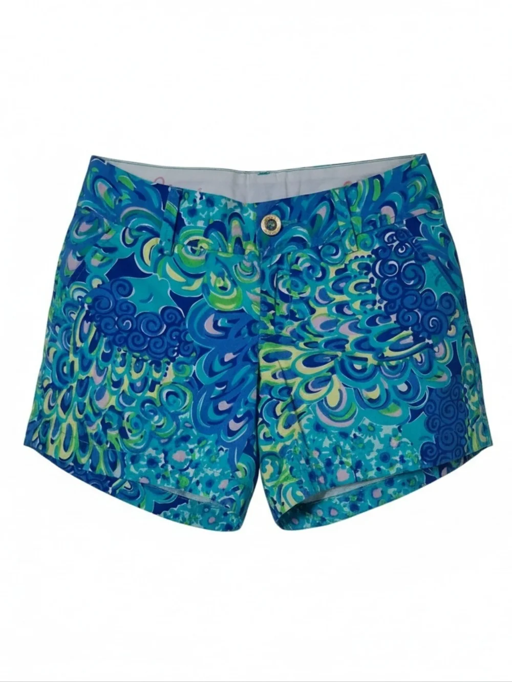 Lilly Pulitzer Callahan Lilly's Lagoon Print Flat Front Low Rise Shorts Size 0